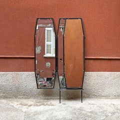 Italian Mid-Century Metal Octagonal Frame with Closable Doors Wall Mirror, 1950s