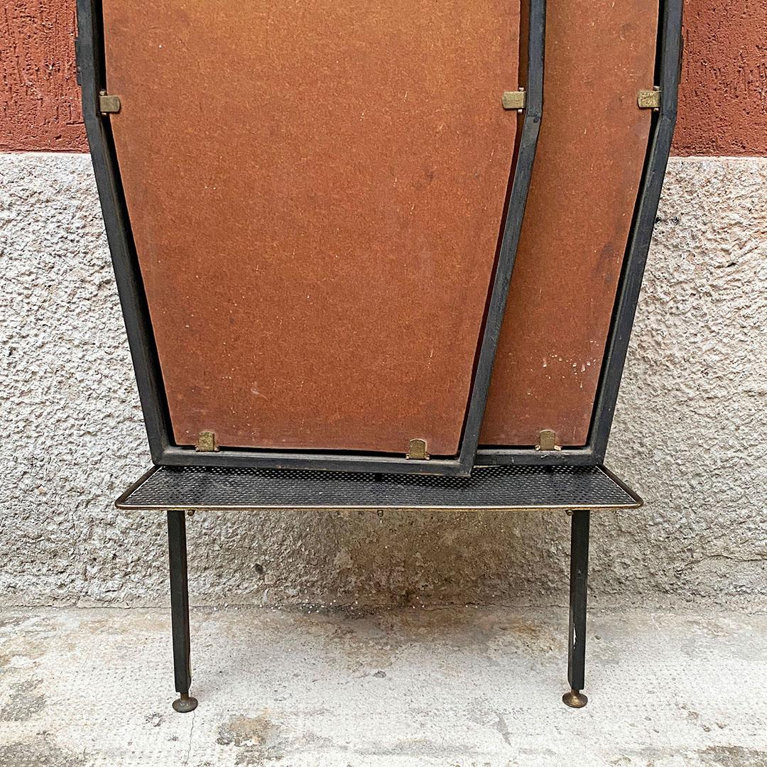 Italian Mid-Century Metal Octagonal Frame with Closable Doors Wall Mirror, 1950s 2