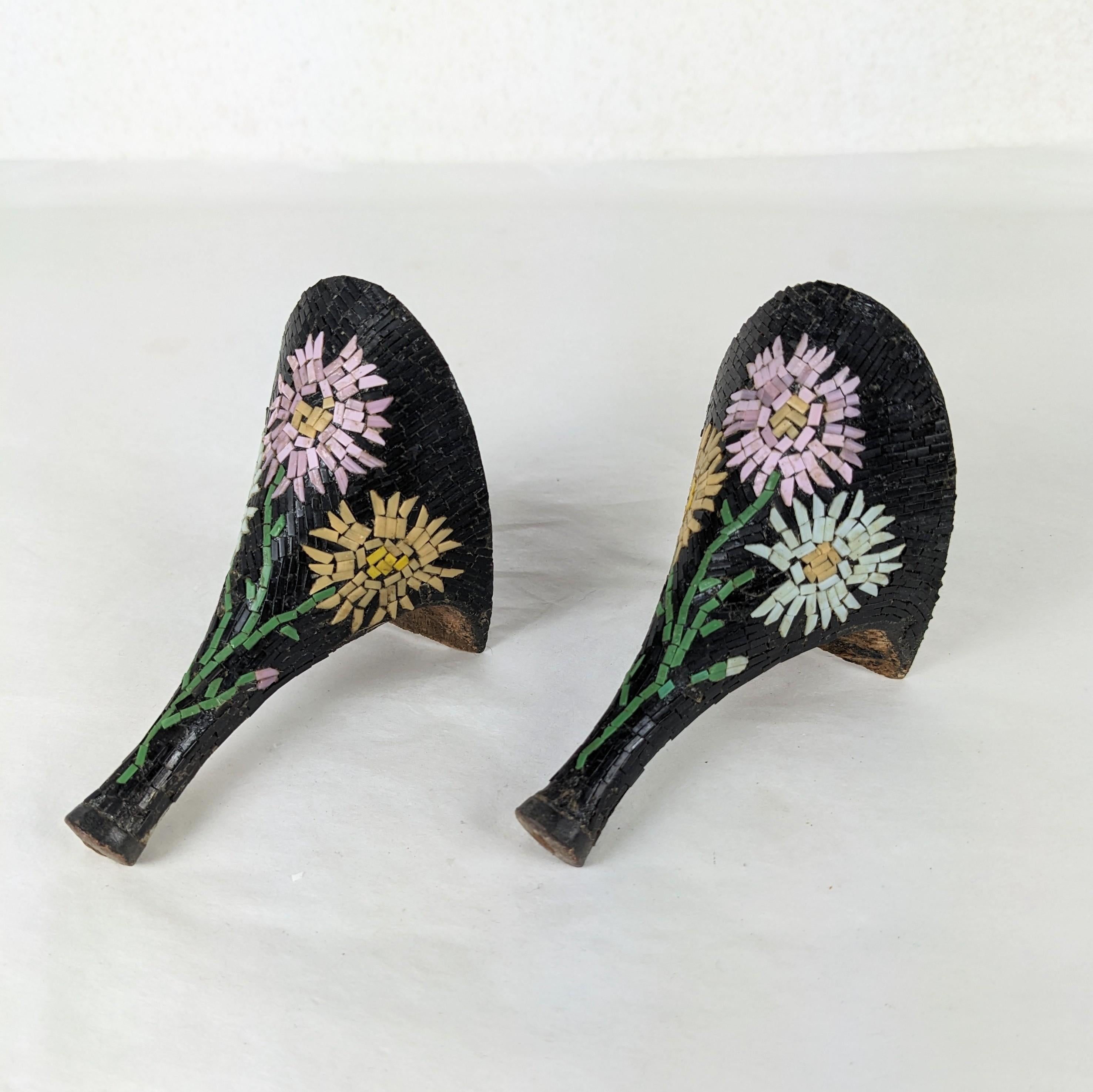 Black Italian Mid Century Micromosaic Heels For Sale