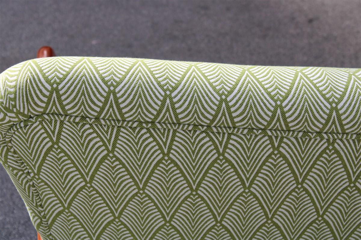Mid-Century Modern Italian Mid-Century Minimal Sofà Carlo Mollino Style Cherry Fabric Green For Sale