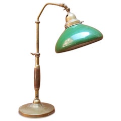 Italian Midcentury Ministerial Table Lamp in Wood and Metal, 1920s