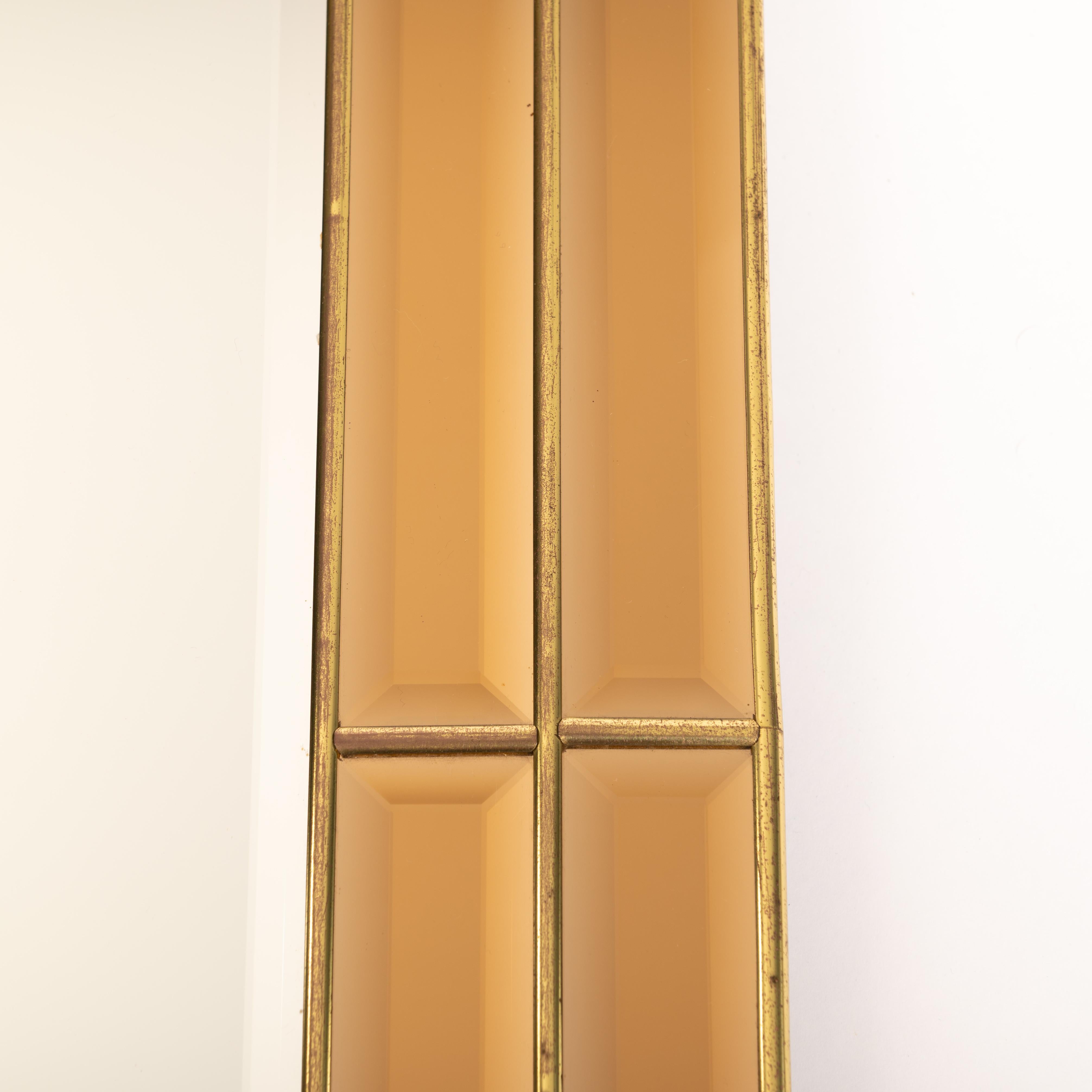 Late 20th Century Italian Mid-Century Mirror Amber-Gold Faceted Surfaces 1970s For Sale