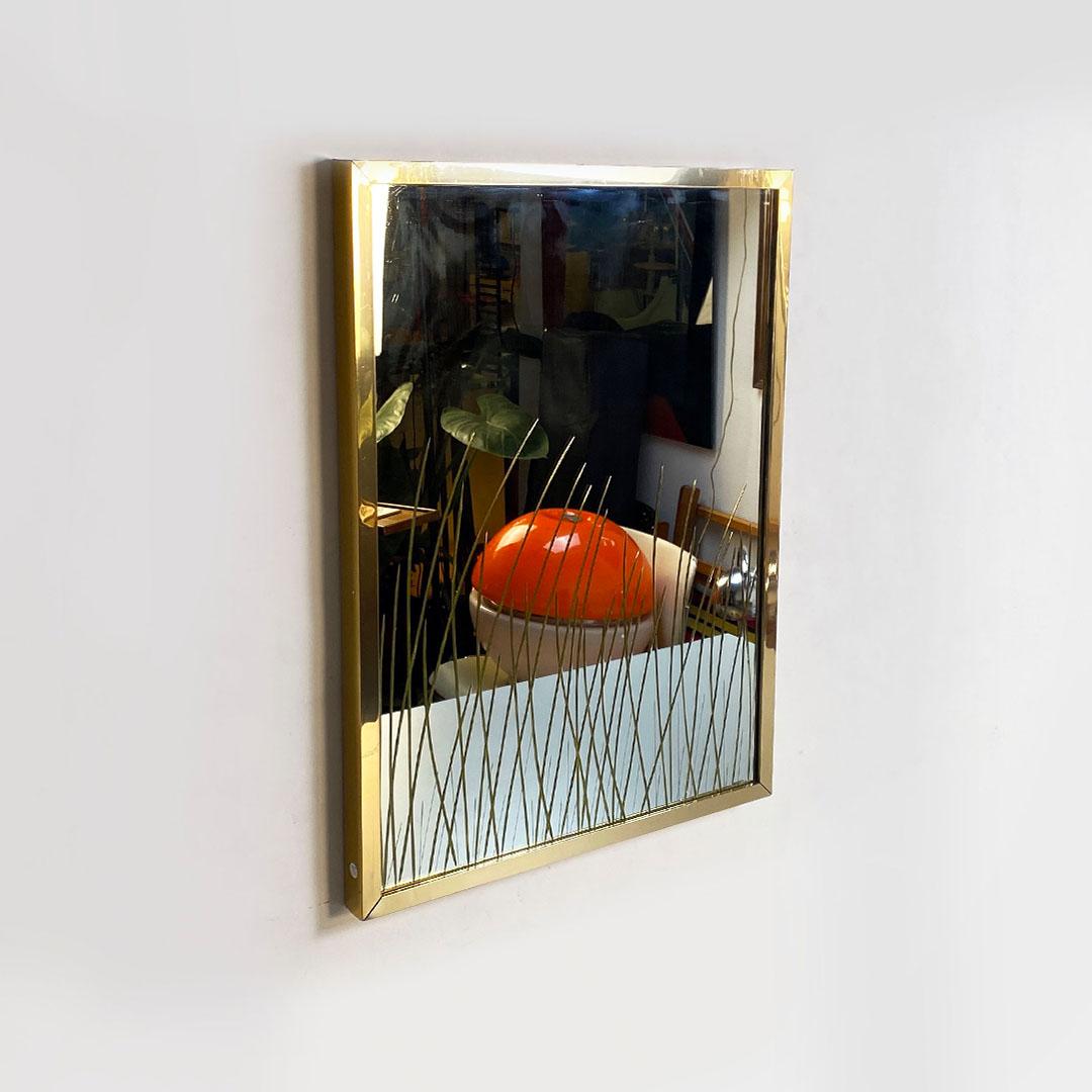 mid century brass mirror