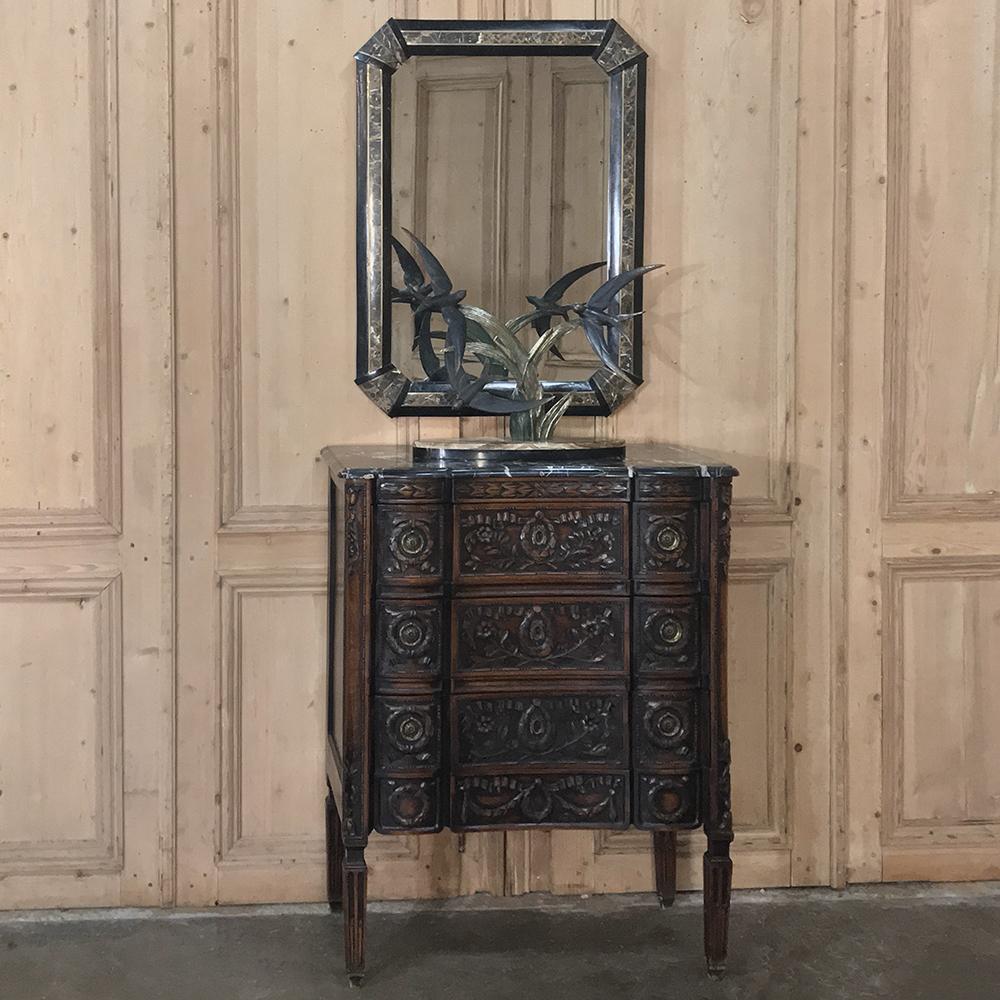 Louis Philippe Italian Midcentury Mirror with Inlaid Marble Frame