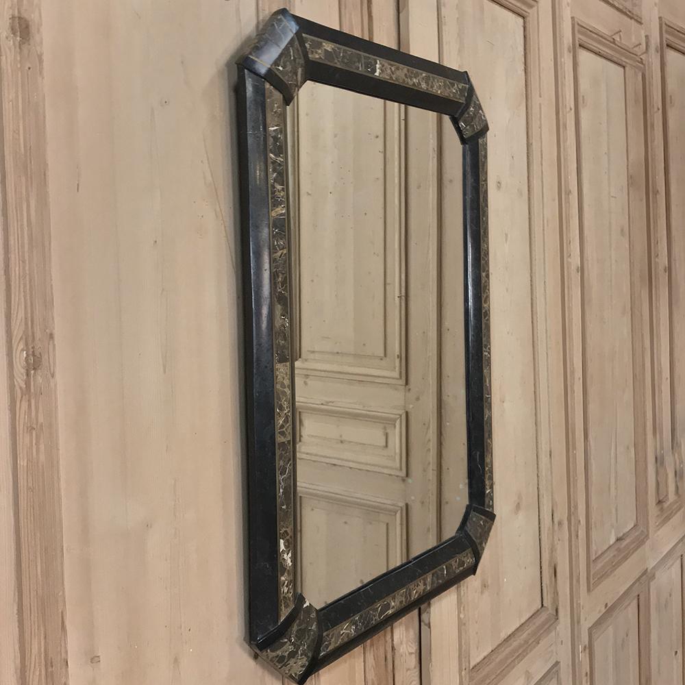 Italian Midcentury Mirror with Inlaid Marble Frame In Good Condition In Dallas, TX