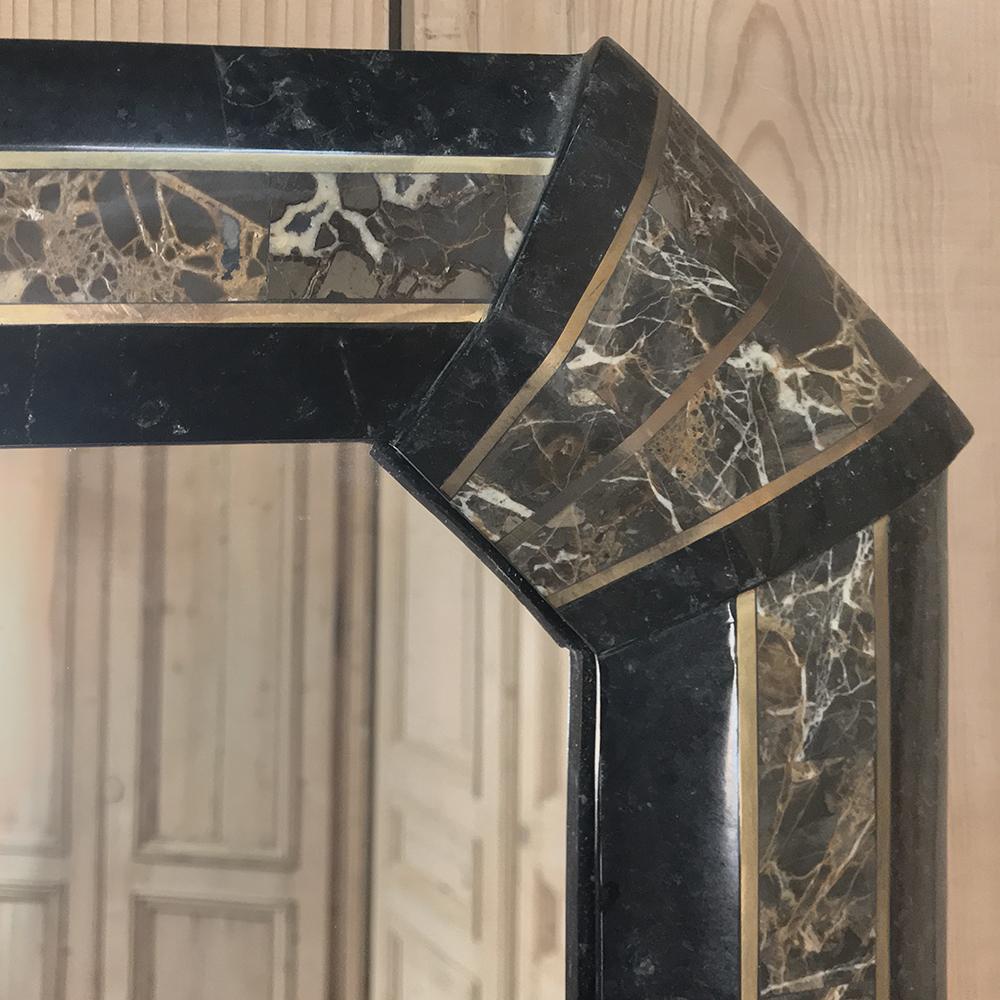 20th Century Italian Midcentury Mirror with Inlaid Marble Frame