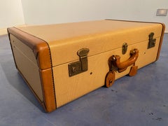 Italian Mid-Century Moder Cream Color Luggage or Suitcase, 1960