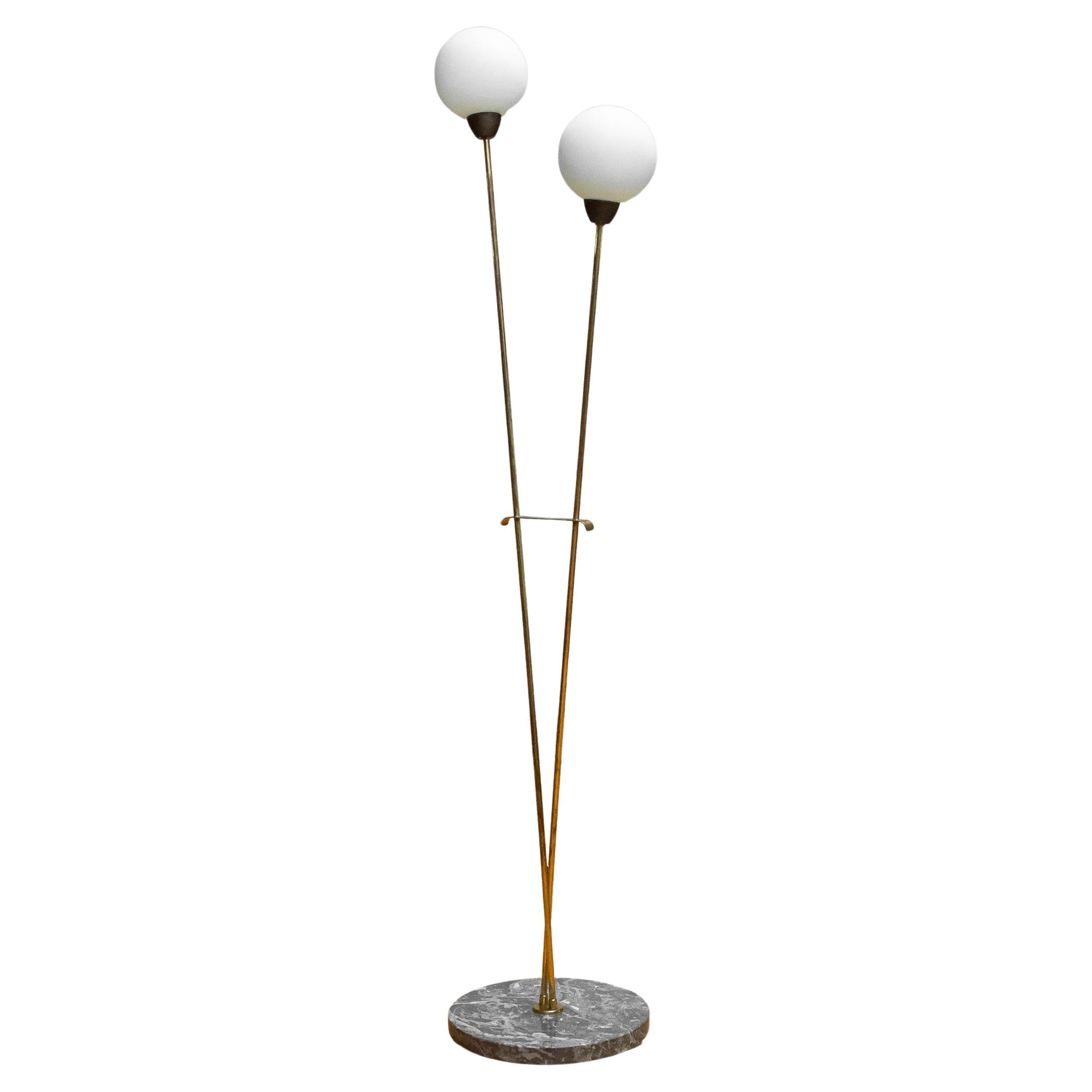 Italian Mid Century Moderen Opal, Brass And Marble 'Petit Arboletto' By Stilnovo For Sale
