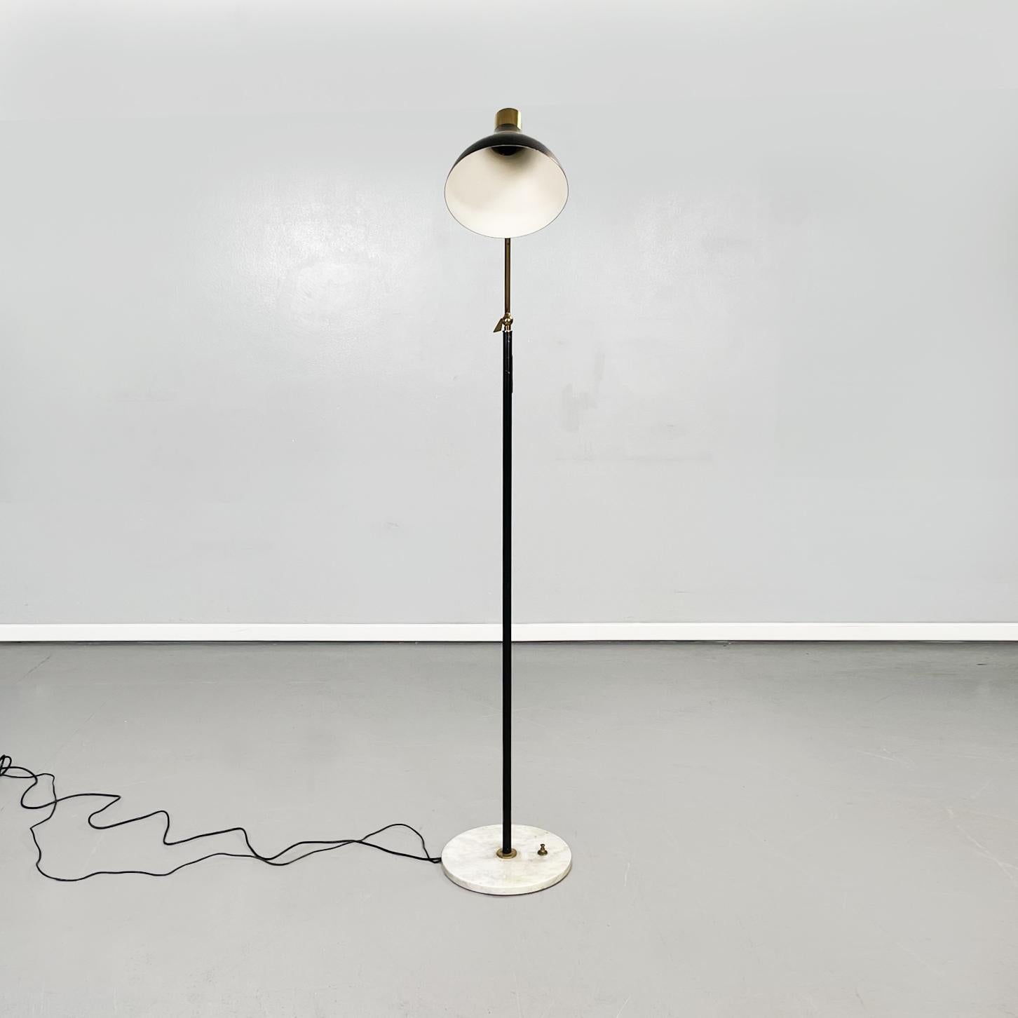 Mid-20th Century Italian Mid-Century Modern Adjustable Brass Metal Floor Lamp by Stilux, 1950s For Sale