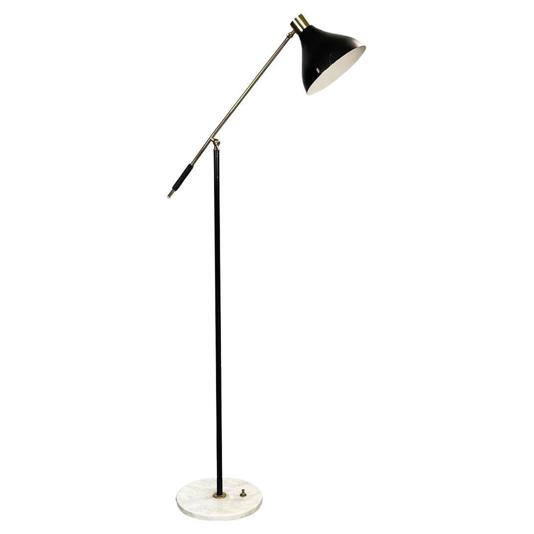 Italian Mid-Century Modern Adjustable Brass Metal Floor Lamp by Stilux, 1950s For Sale