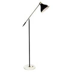 Retro Italian Mid-Century Modern Adjustable Brass Metal Floor Lamp by Stilux, 1950s