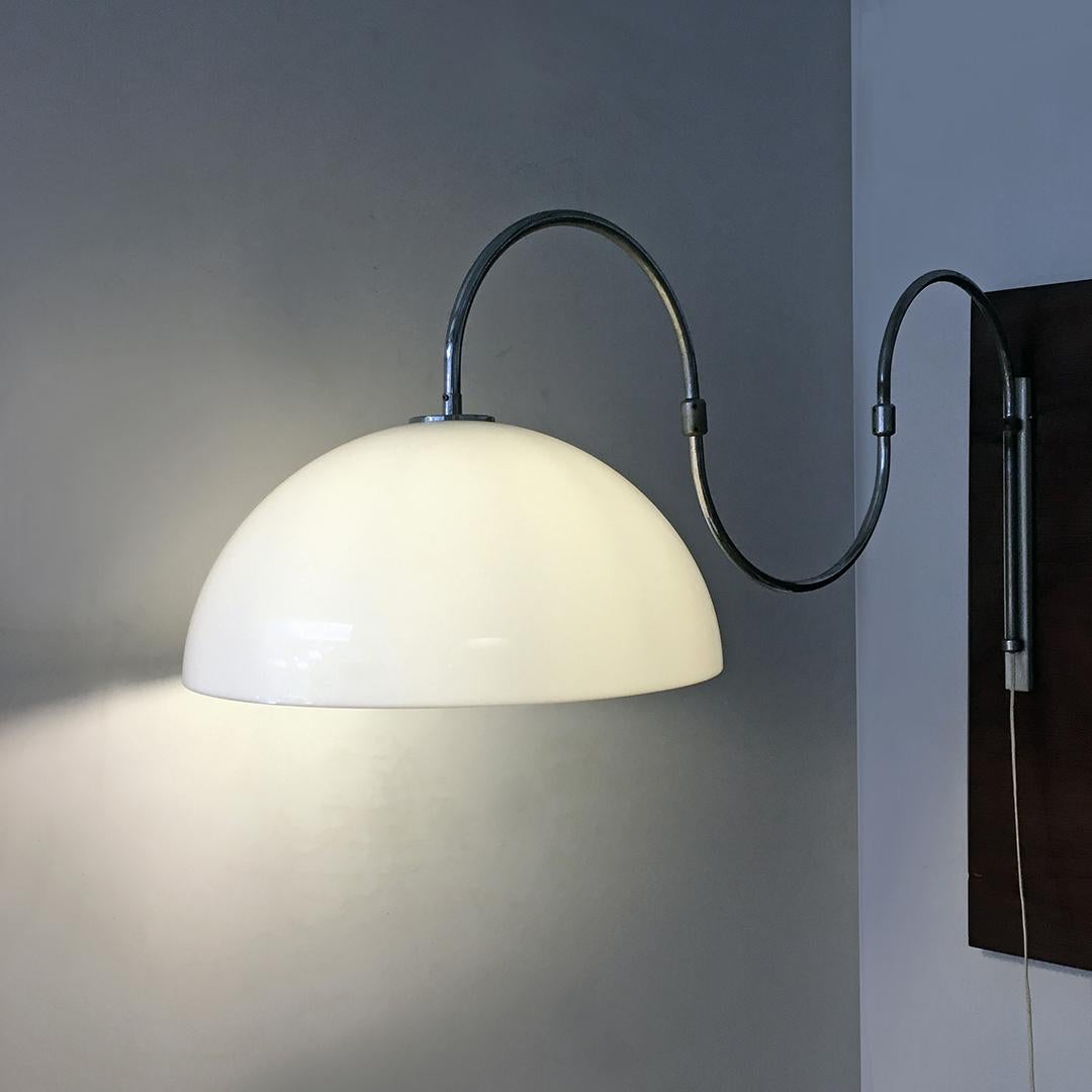 Italian Mid-Century Modern Adjustable Chromed Steel Wall Lamp, 1970s 1
