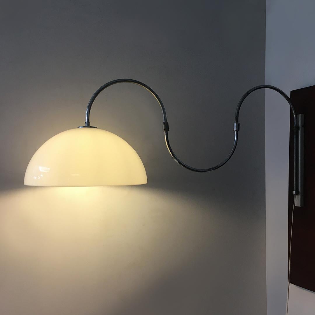 Italian Mid-Century Modern Adjustable Chromed Steel Wall Lamp, 1970s 2
