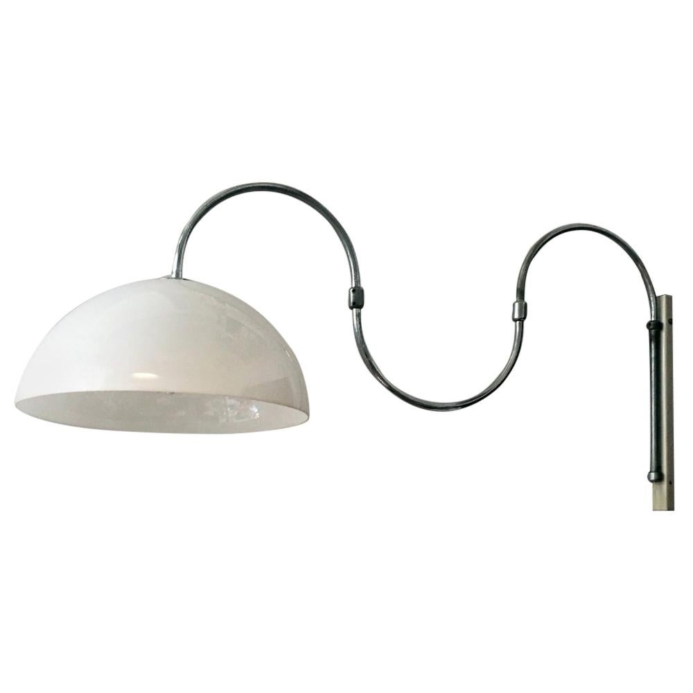 Italian Mid-Century Modern Adjustable Chromed Steel Wall Lamp, 1970s