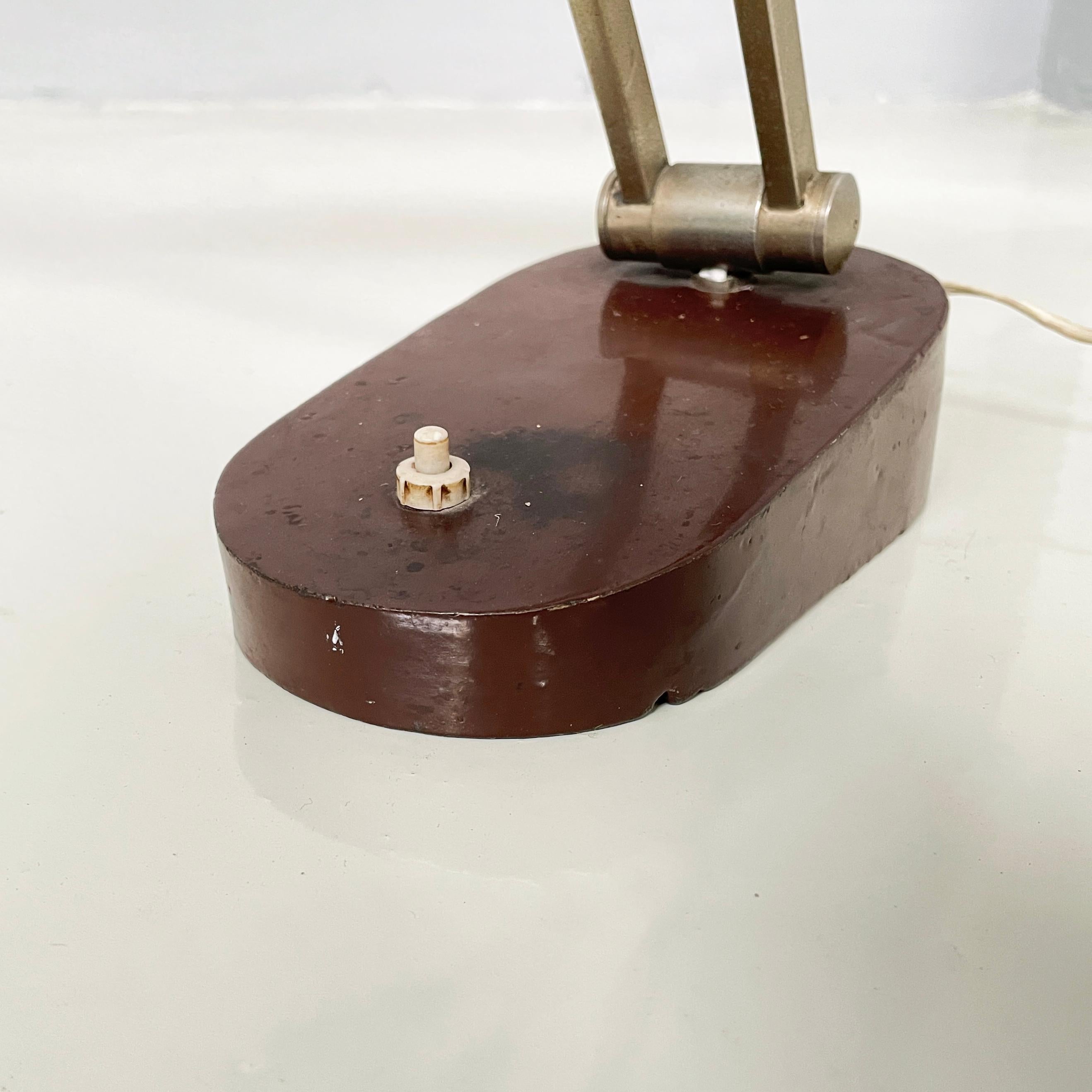 Lampada da scrivania o da tavolo regolabile in metallo marrone, anni '30. in vendita 9