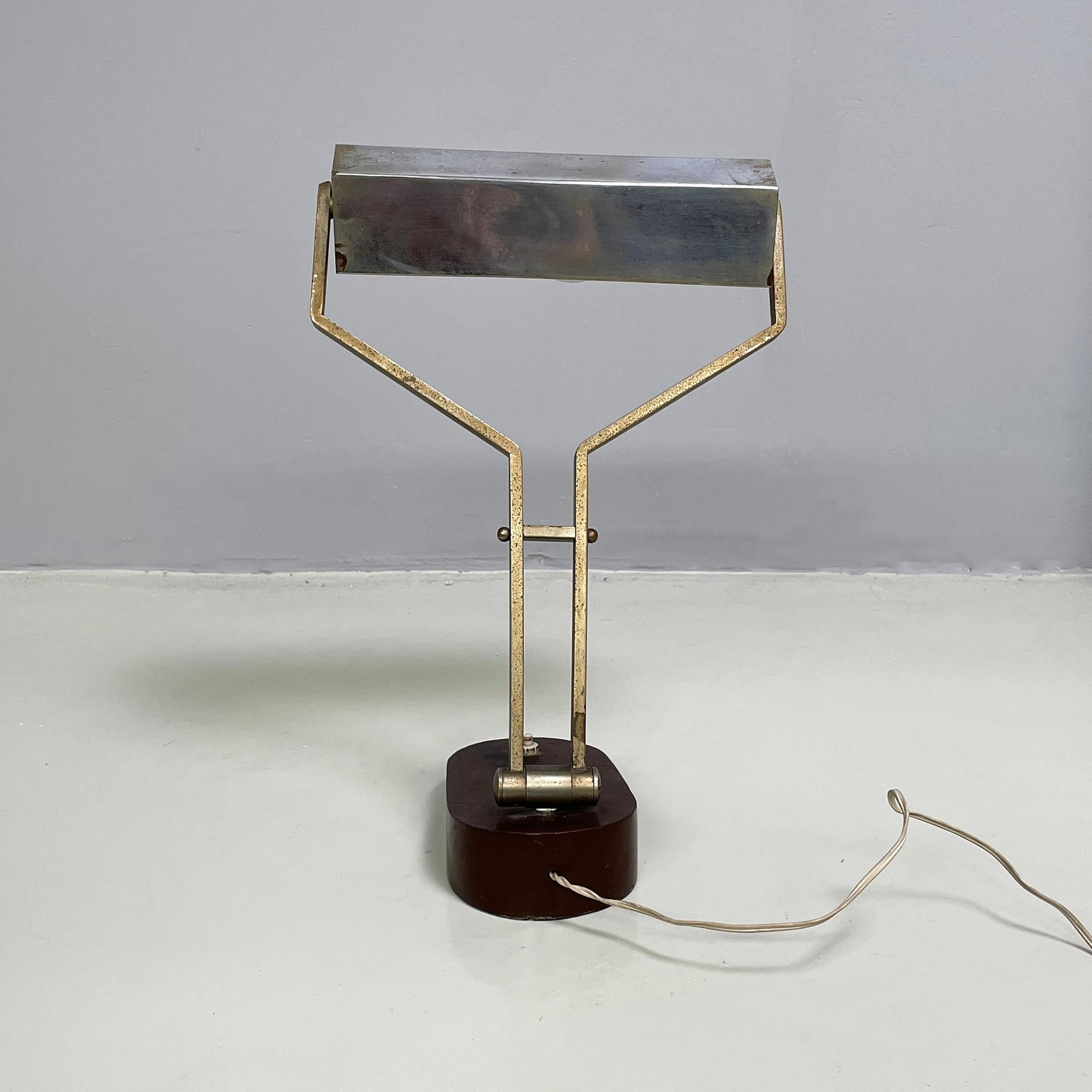 Lampada da scrivania o da tavolo regolabile in metallo marrone, anni '30. in vendita 1