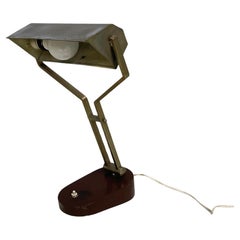 Italian mid-century modern Adjustable desk or table lamp in brown metal, 1930s