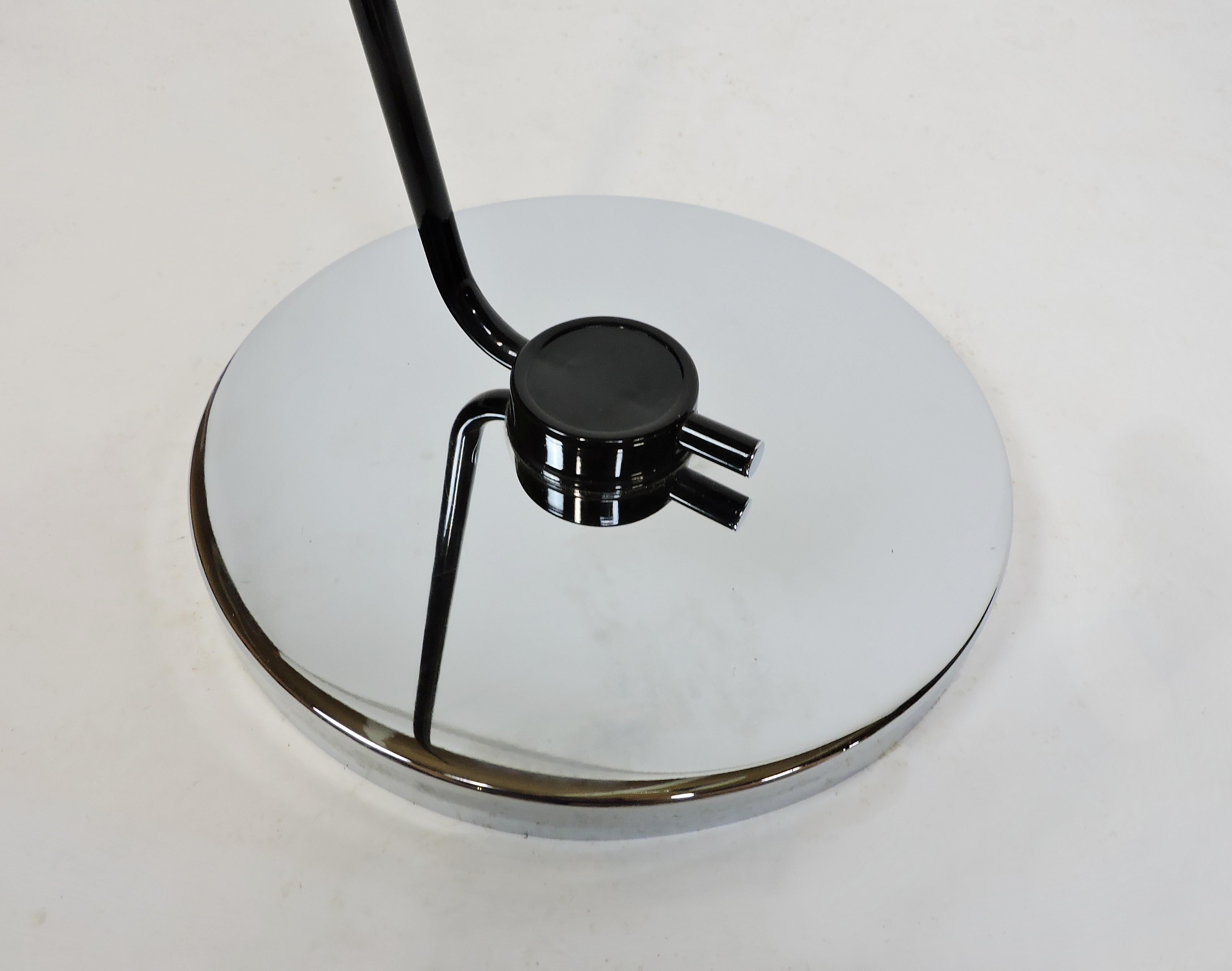 Italian Mid-Century Modern Black & Chrome Adjustable Floor Lamp with Cone Shade 1