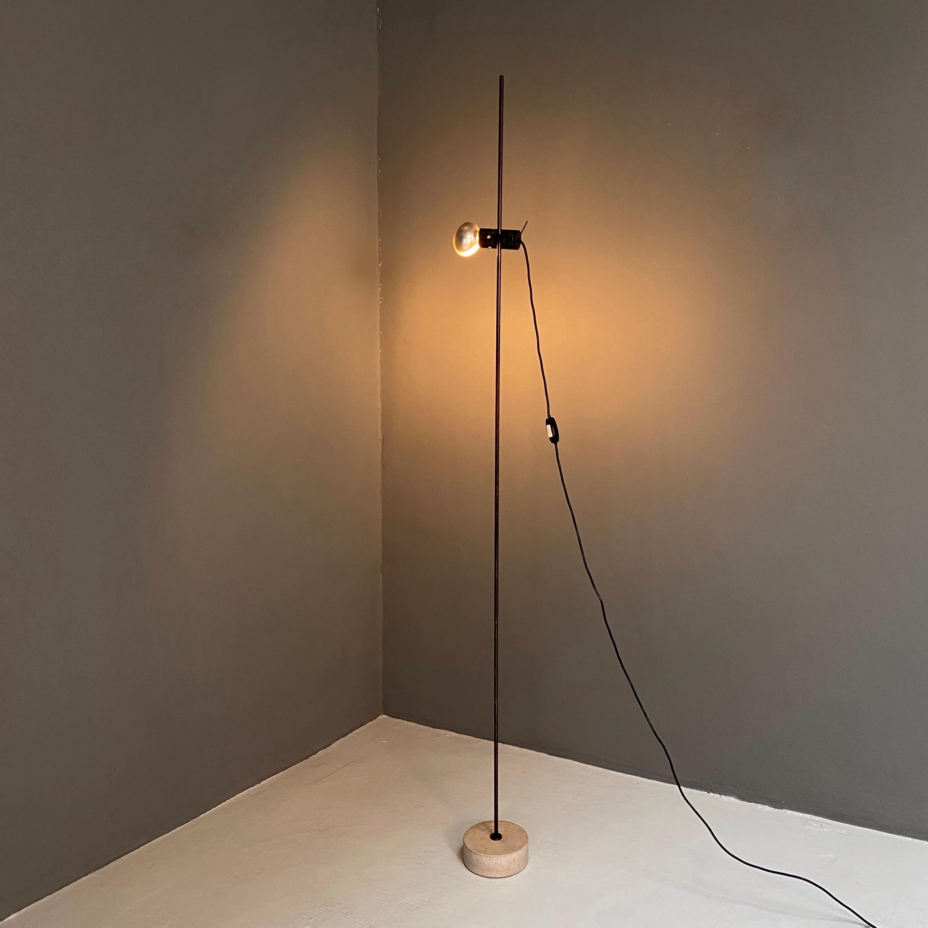 Agnoli 387 floor lamp by Tito Agnoli for Oluce, 1955
Agnoli 387 adjustable floor lamp with direct light and travertine base, brass stem and reflector (swiveling and adjustable). Designed by Tito Agnoli for Oluce in 1955.

Good