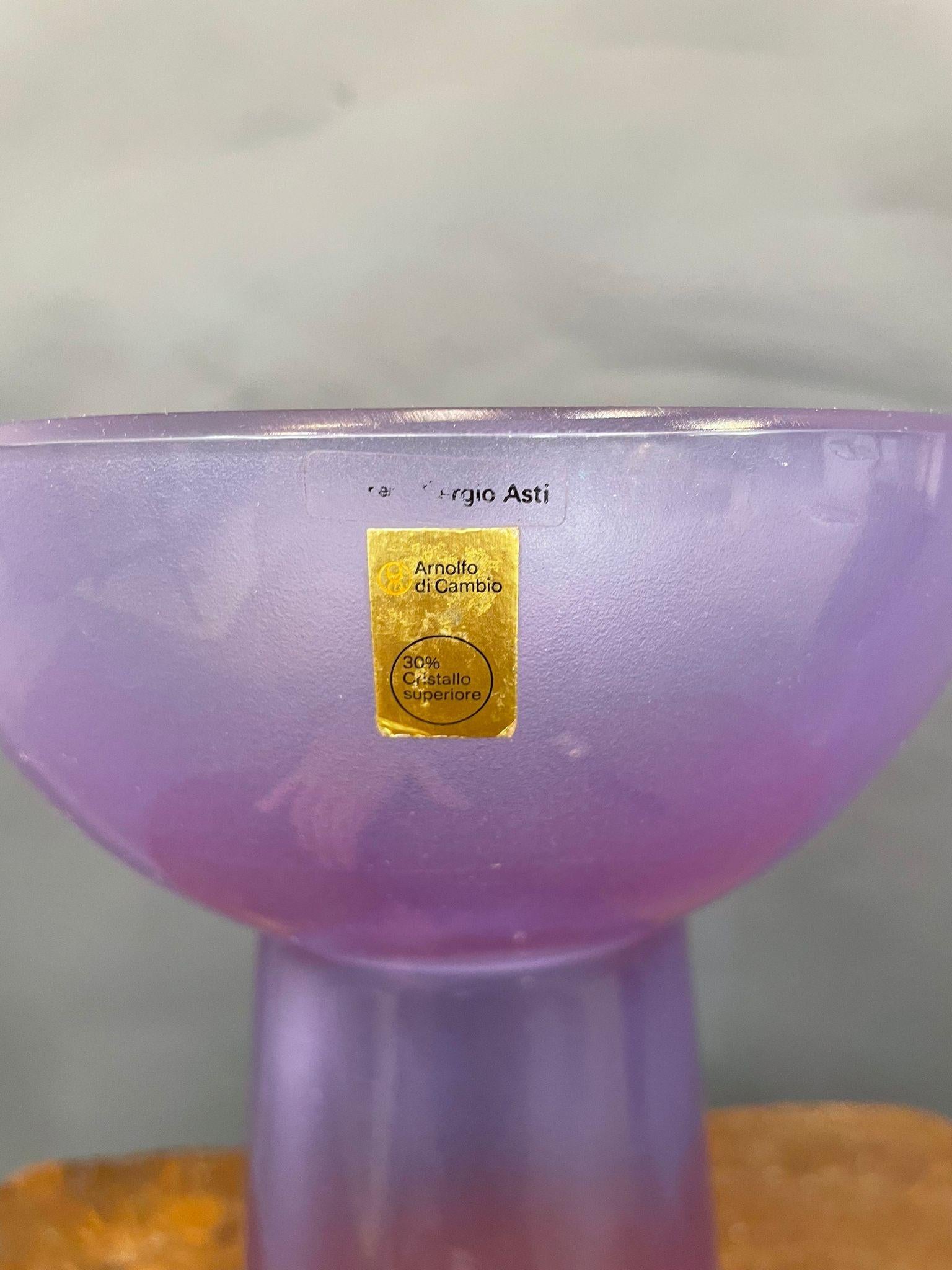 Glass Italian Mid-Century Modern Amethyst Vase by Sergio Asti, 1970s For Sale