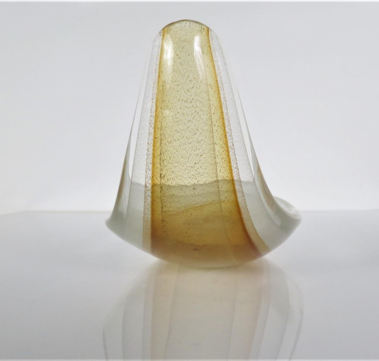 Blown Glass Italian Mid-Century Modern Amorphic Murano Glass Shallow Bowl Seguso 1960s For Sale