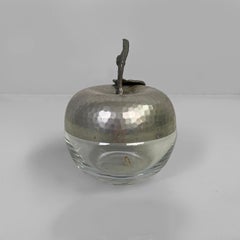 Italian mid-century modern apple container in metal and glass, 1950s