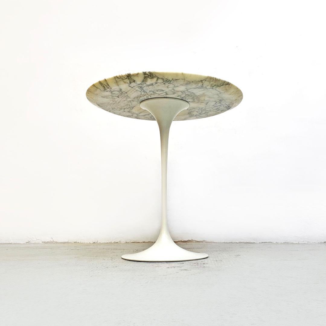 Late 20th Century Italian Mid-Century Modern Arabesque Marble Enamelled Metal Tulip Table, 1970s