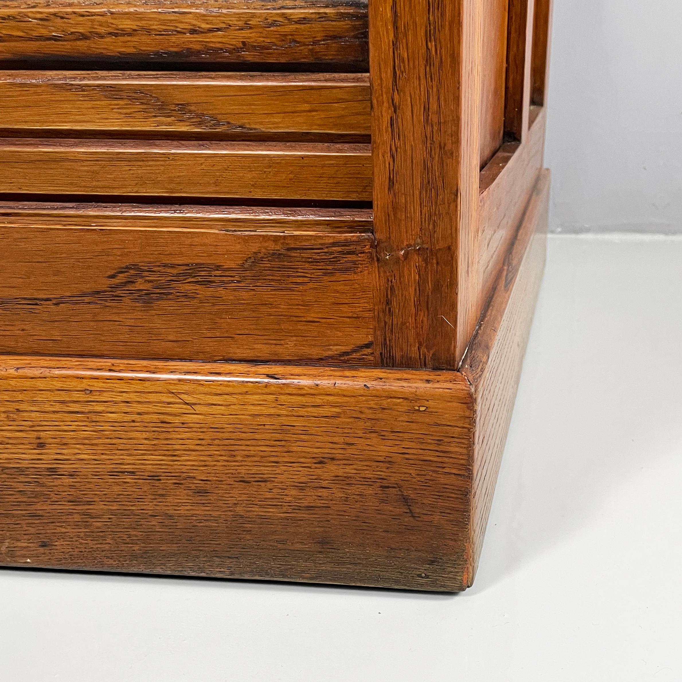 Italian mid-century modern archive cabinet with shutter opening in wood, 1940s For Sale 10