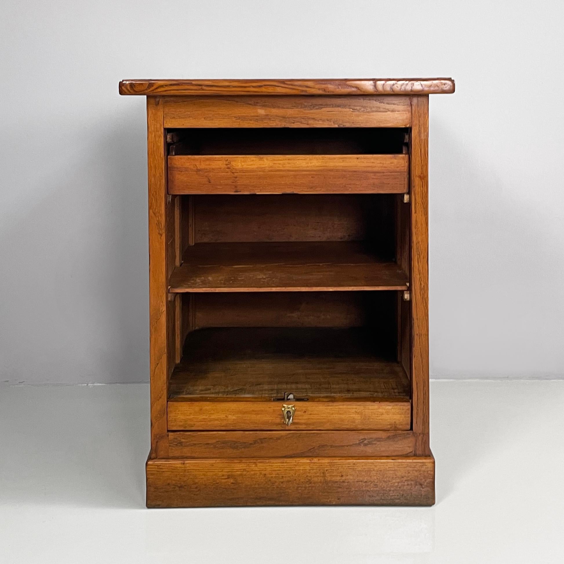 Mid-Century Modern Italian mid-century modern archive cabinet with shutter opening in wood, 1940s For Sale