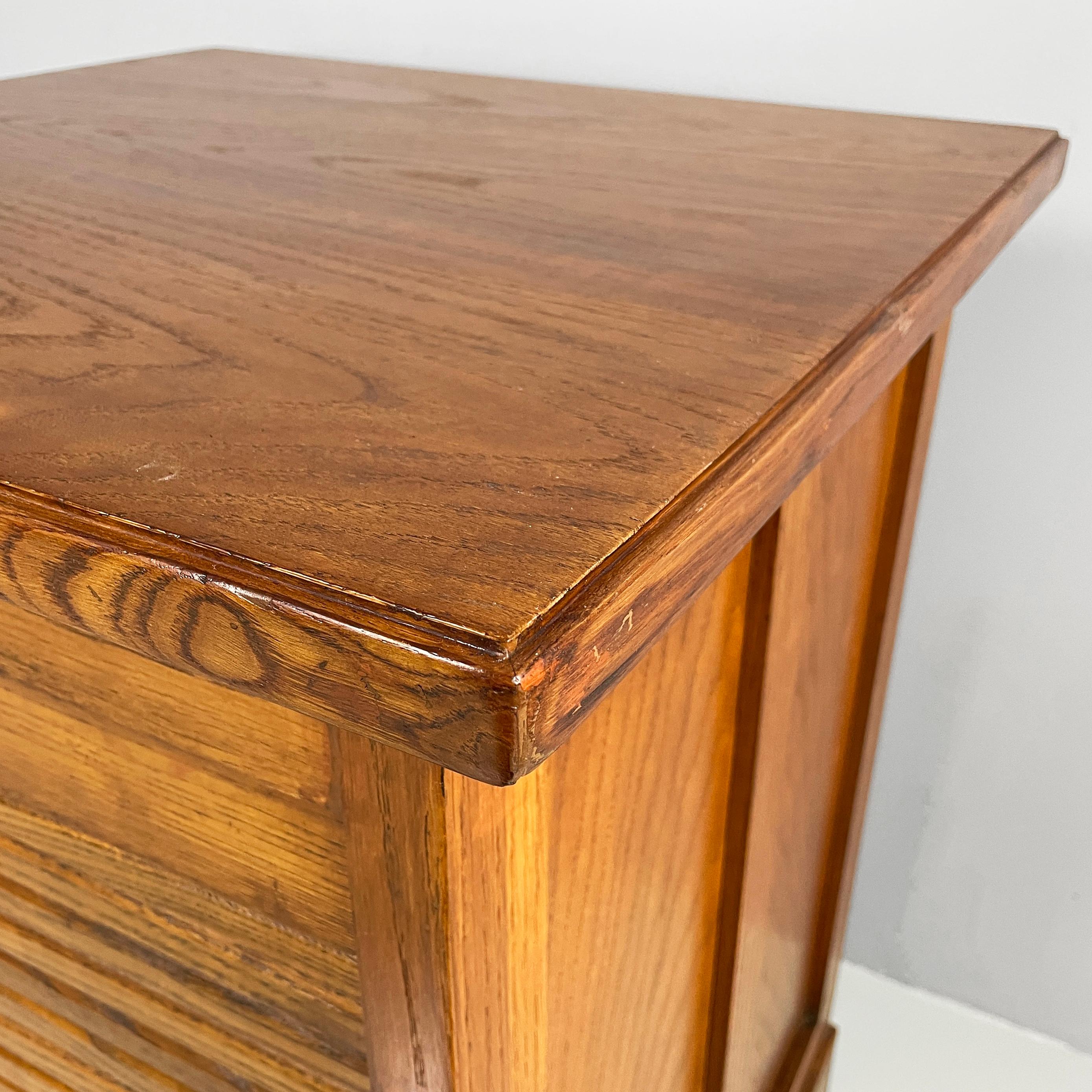Italian mid-century modern archive cabinet with shutter opening in wood, 1940s For Sale 1
