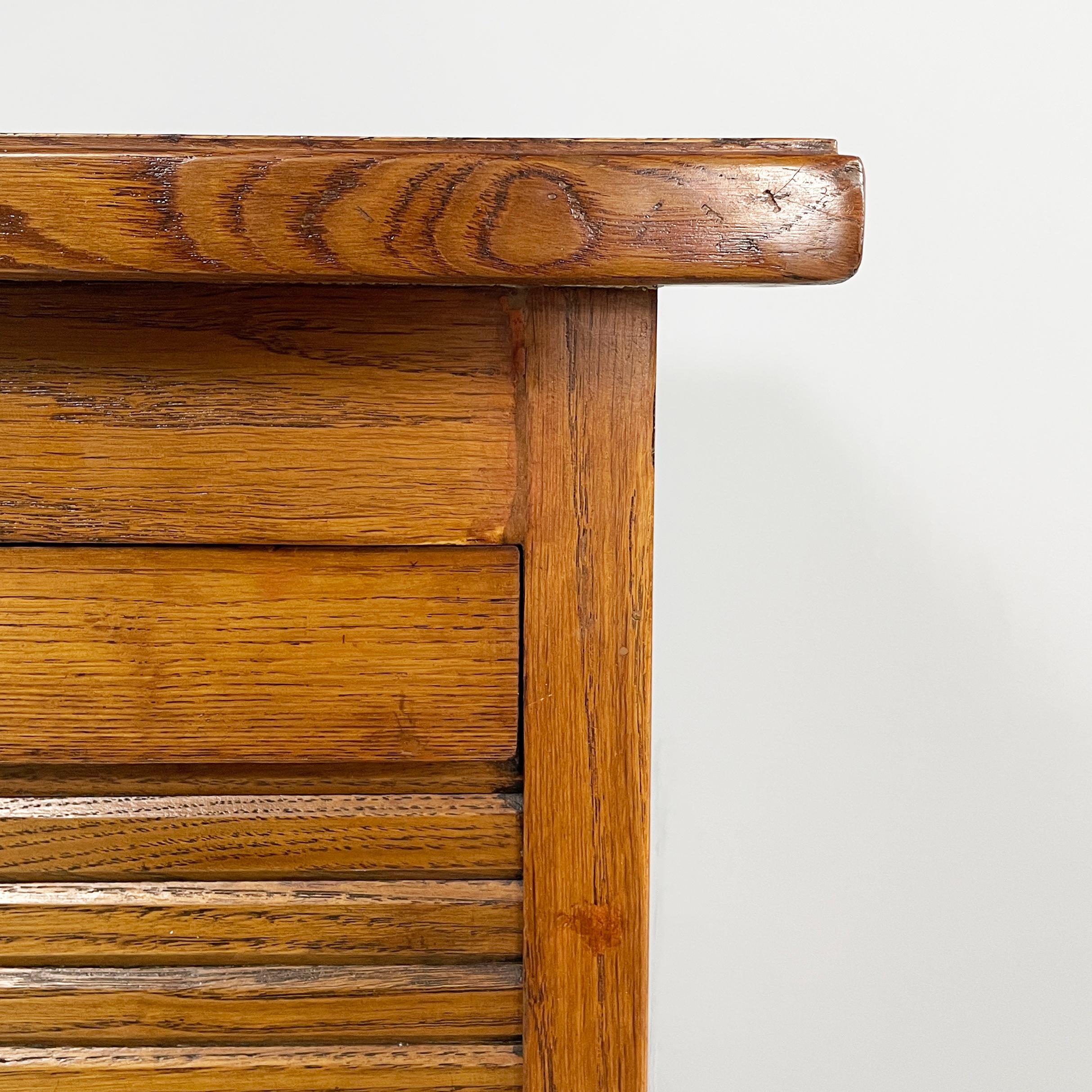 Italian mid-century modern archive cabinet with shutter opening in wood, 1940s For Sale 3