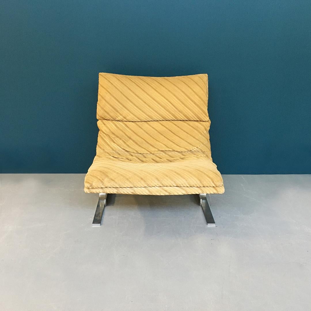 Steel Italian Mid-Century Modern Armchair by Giovanni Offredi for Saporiti, 1970s