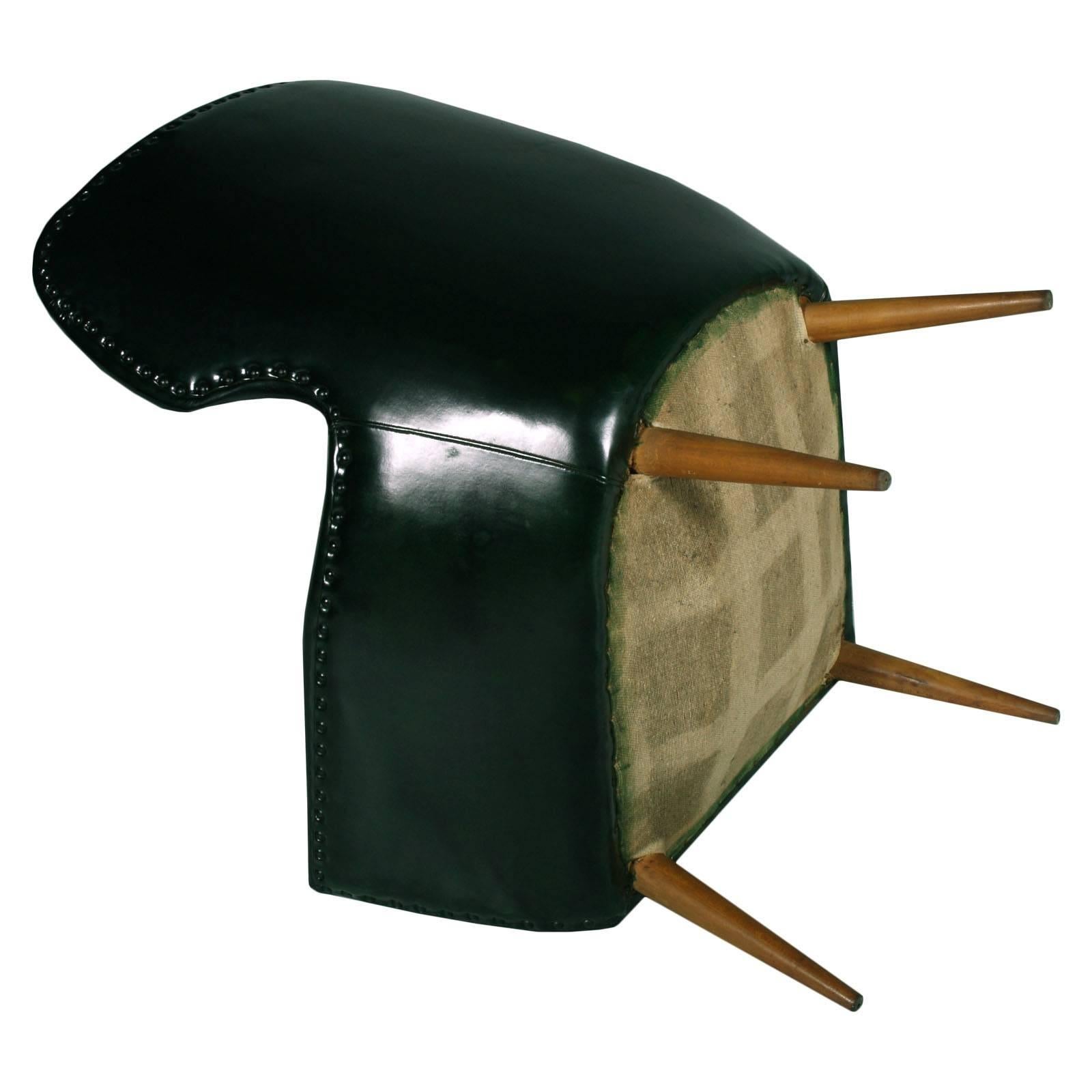 20th Century Italian Mid-Century Modern Armchair Gio Ponti Style, Leatherete, Good Conditions