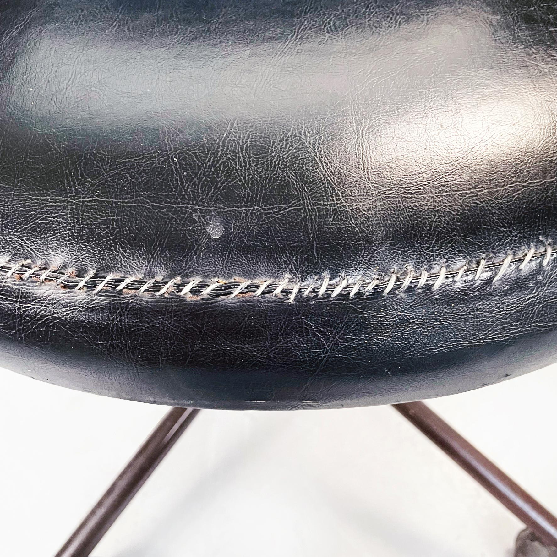 Italian Mid-Century Modern Armchair in Black Leather and Black Metal, 1970s For Sale 4