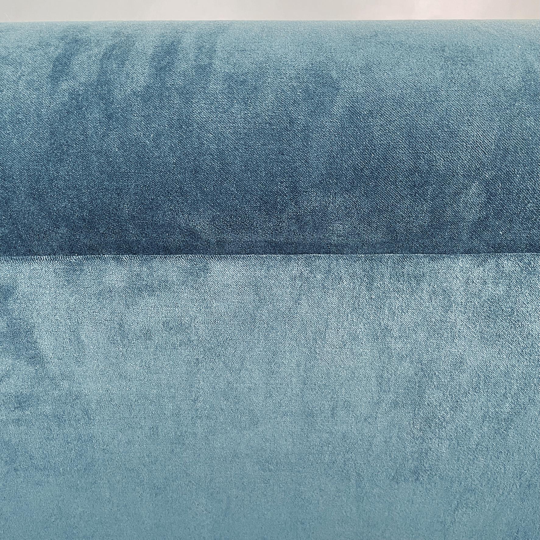 Italian Mid-Century Modern Armchair in Blue Fabric and Brass Feet, 1950s 6