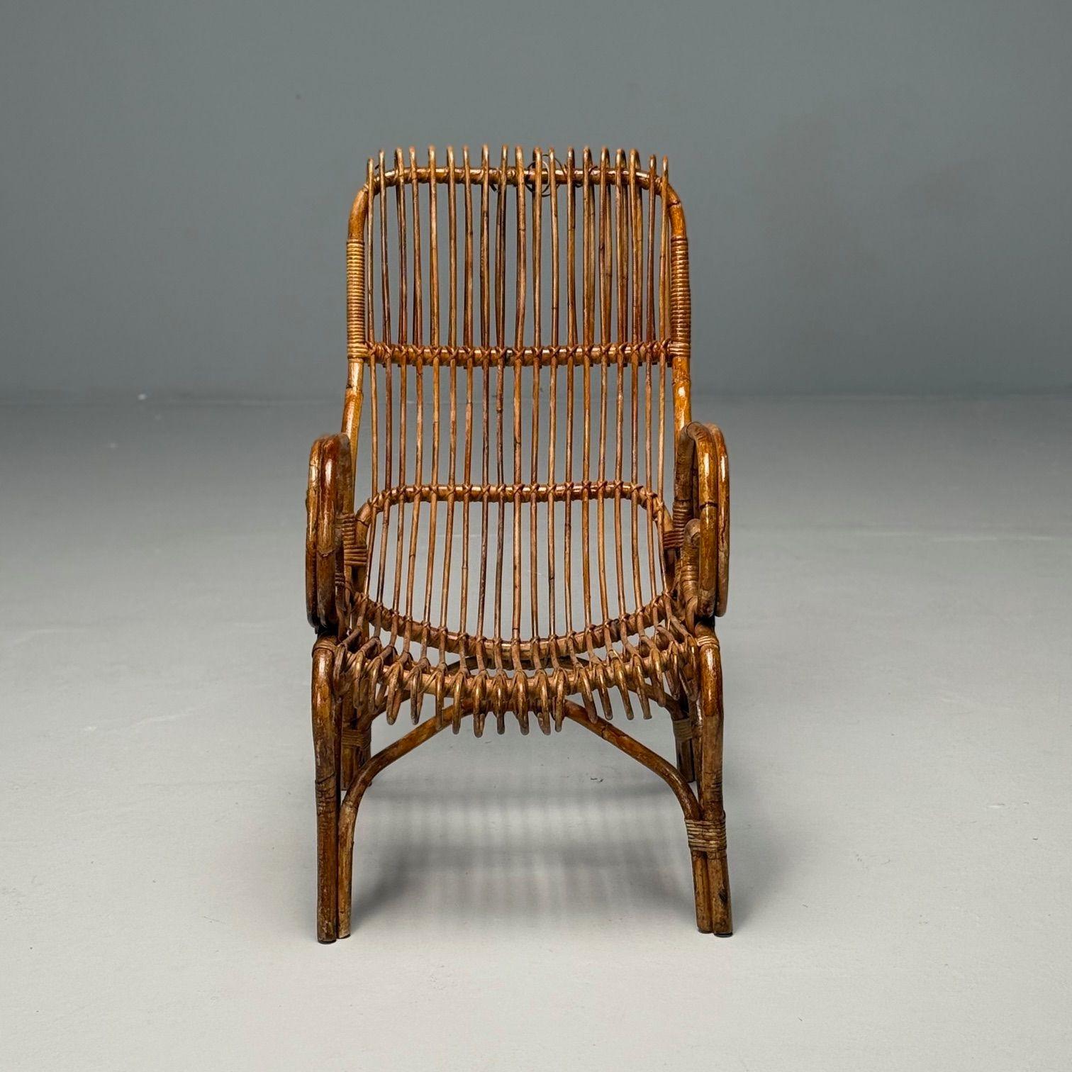 Italian Mid-Century Modern, Armchair, Rattan, Cane, Bamboo, Italy, 1960s For Sale 2