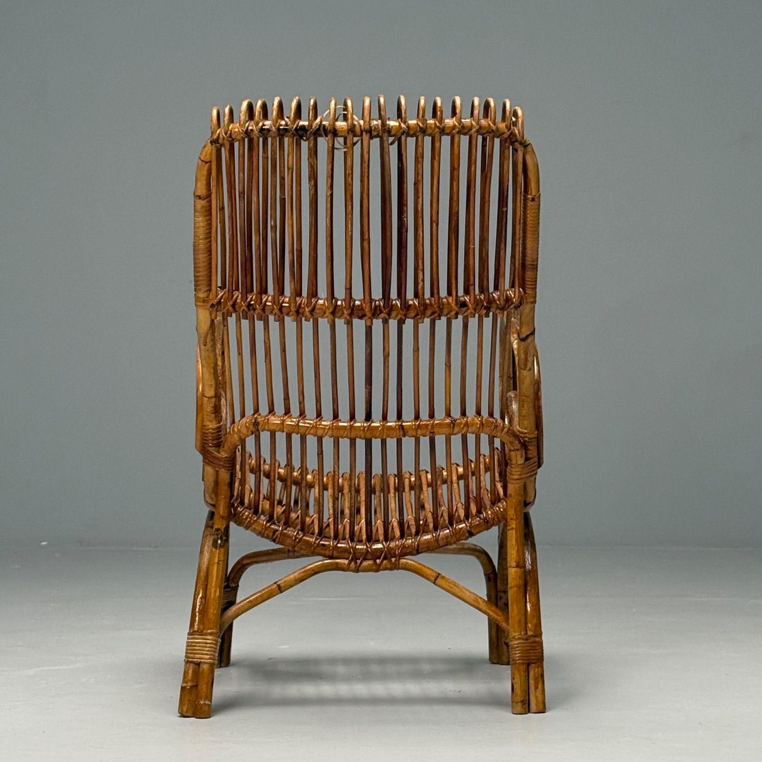 Italian Mid-Century Modern, Armchair, Rattan, Cane, Bamboo, Italy, 1960s For Sale 5
