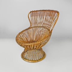Sillón moderno italiano de mediados de siglo de ratán Margherita Albini para Bonacina, 1951