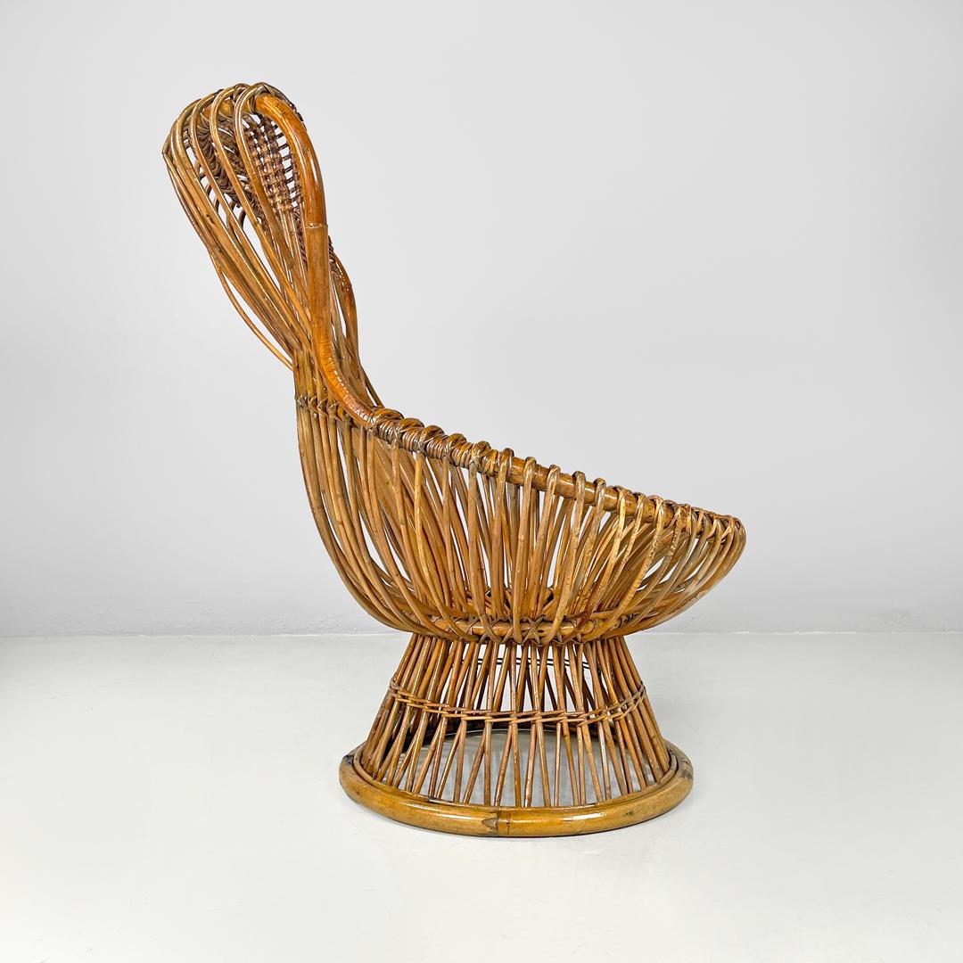 Italian mid-century modern armchair rattan Margherita Albini for Bonacina, 1951 In Good Condition In MIlano, IT