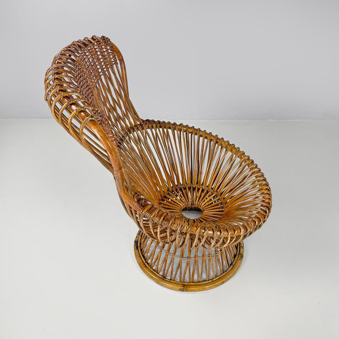 Mid-20th Century Italian mid-century modern armchair rattan Margherita Albini for Bonacina, 1951