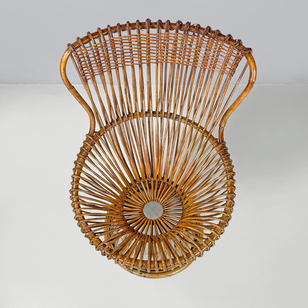 Rattan Italian mid-century modern armchair rattan Margherita Albini for Bonacina, 1951