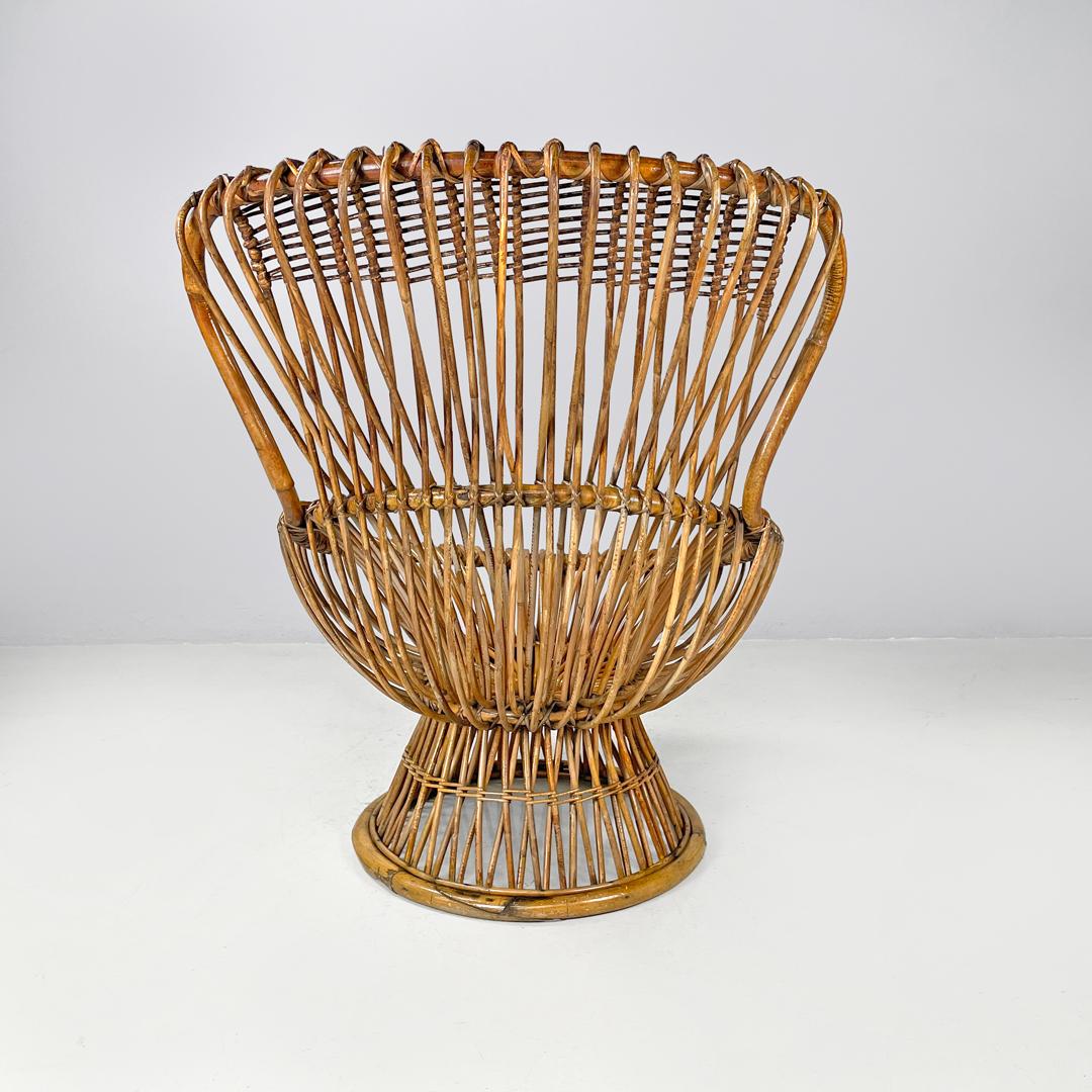 Italian mid-century modern armchair rattan Margherita Albini for Bonacina, 1951 1