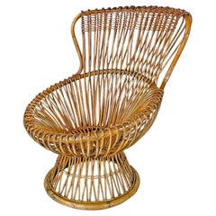 Italian mid-century modern armchair rattan Margherita Albini for Bonacina, 1951