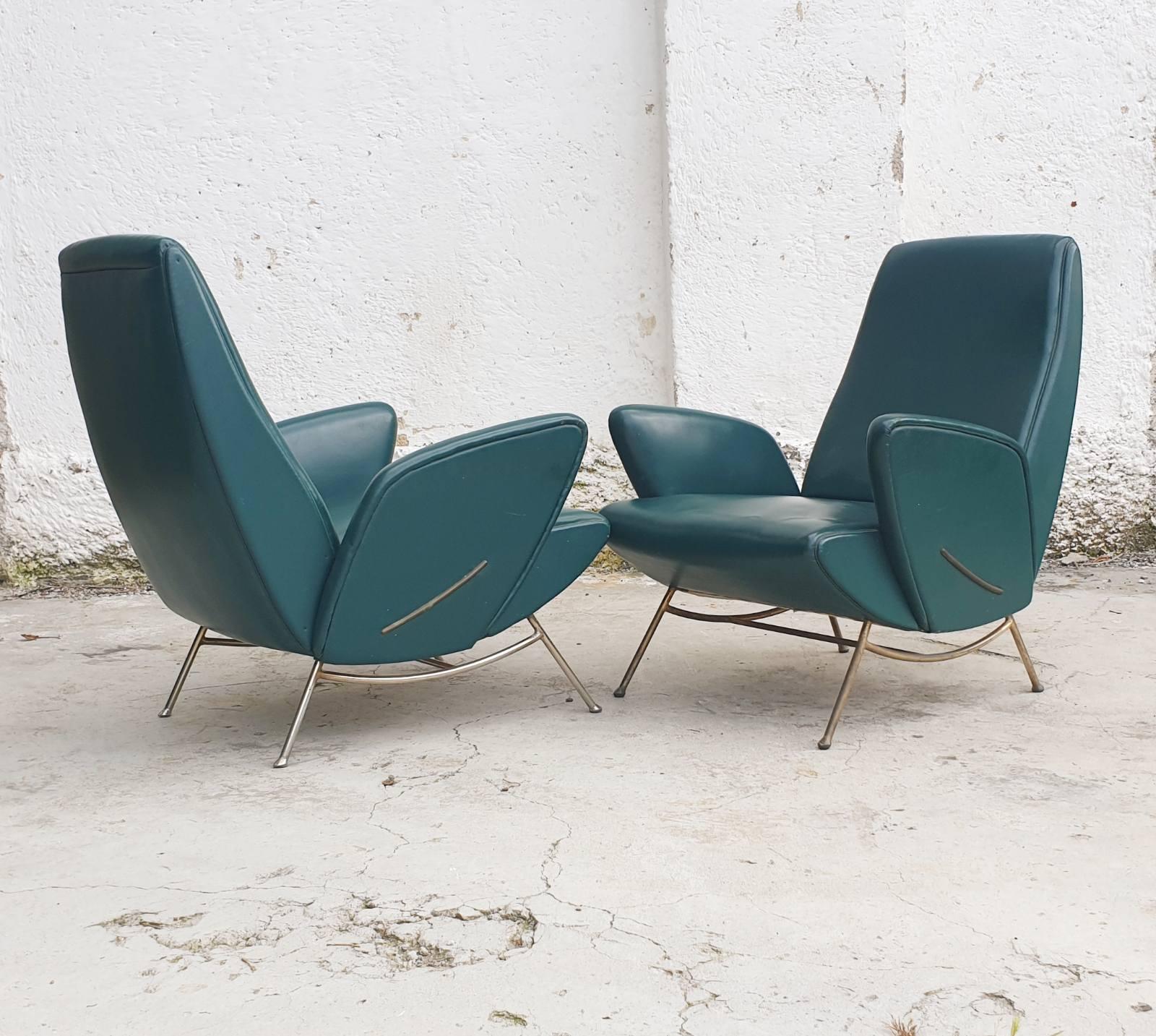 Italian Mid-Century Modern Armchairs by Nino Zoncada, Italy, 1950s, Set of 2 In Good Condition For Sale In Lucija, SI