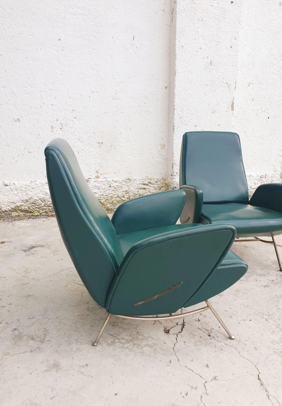 Mid-20th Century Italian Mid-Century Modern Armchairs by Nino Zoncada, Italy, 1950s, Set of 2 For Sale