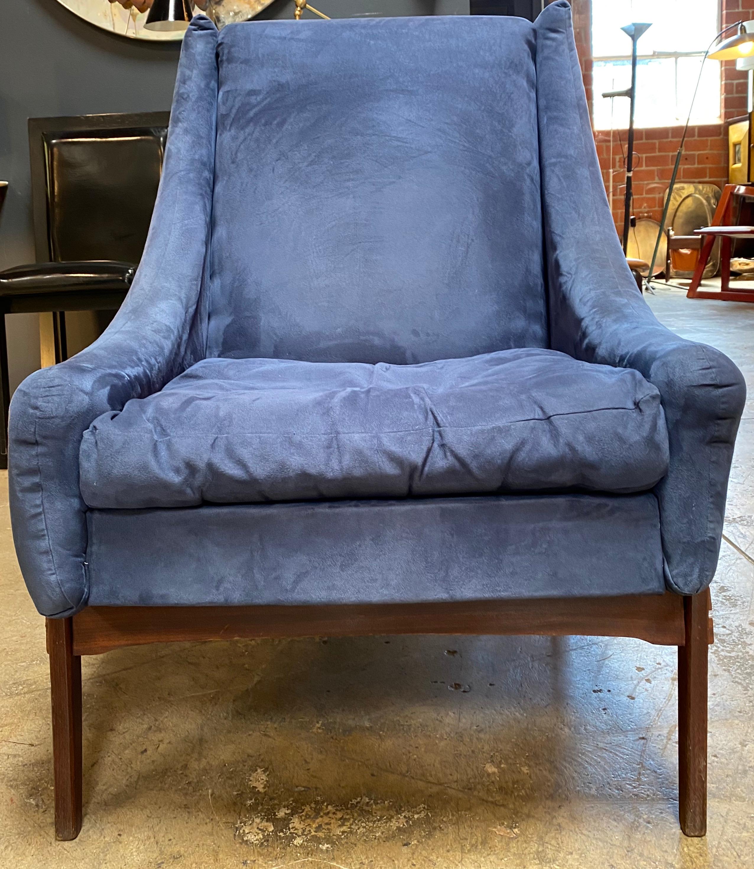 Suede Italian Mid-Century Modern Armchairs Gio Ponti Style, 1960s