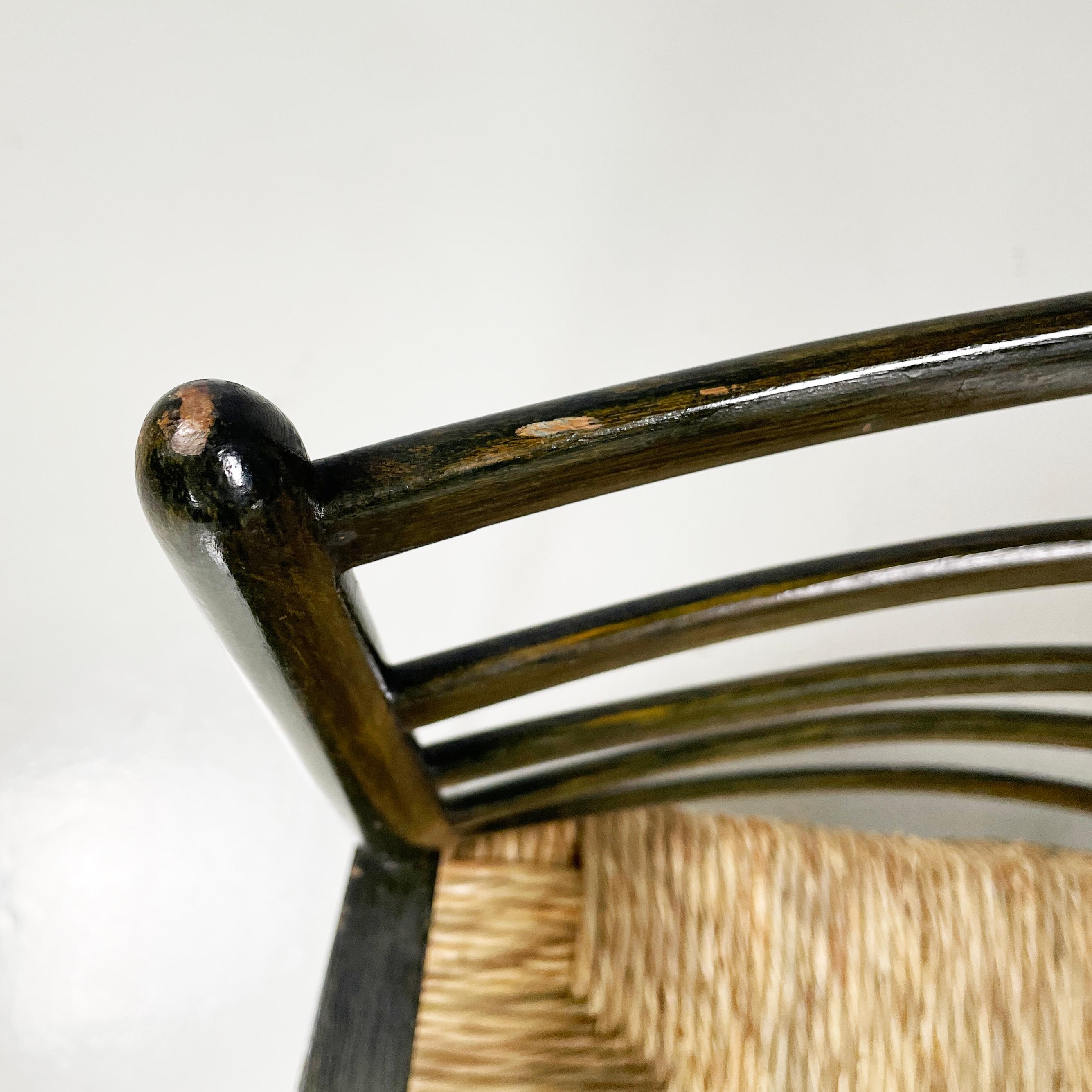 Italian mid-century modern armchairs in green wood and straw, 1930s For Sale 5