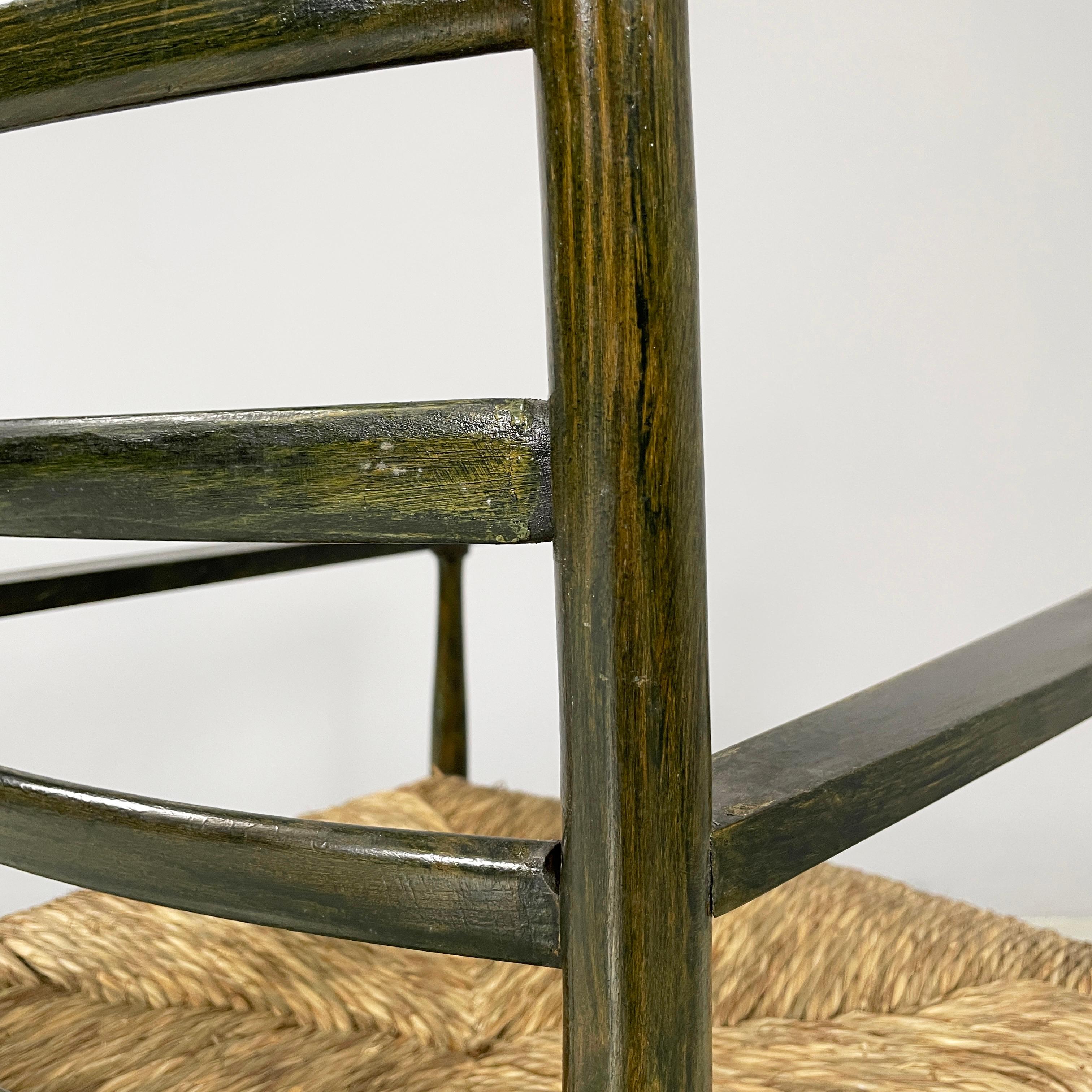 Italian mid-century modern armchairs in green wood and straw, 1930s For Sale 7