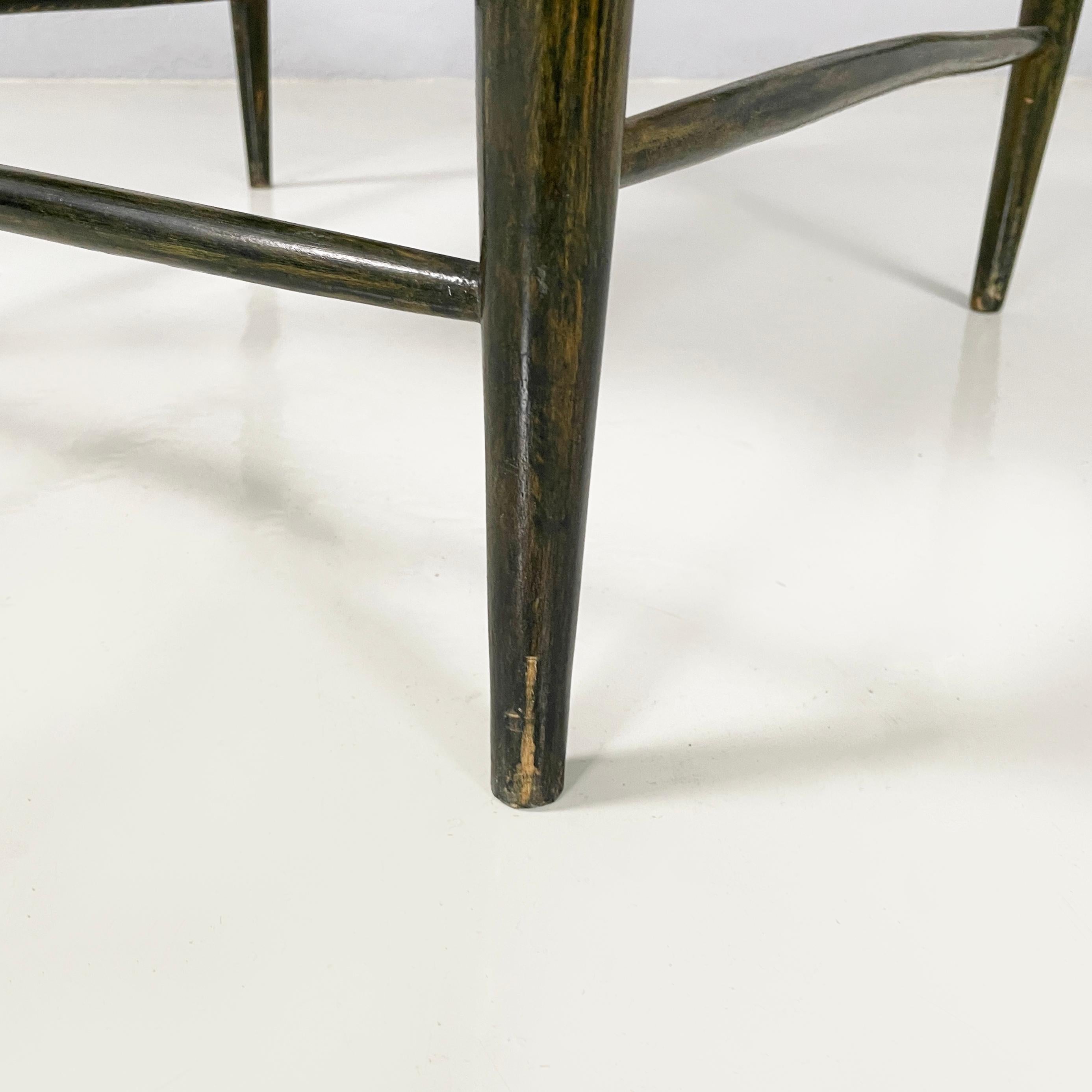 Italian mid-century modern armchairs in green wood and straw, 1930s For Sale 9