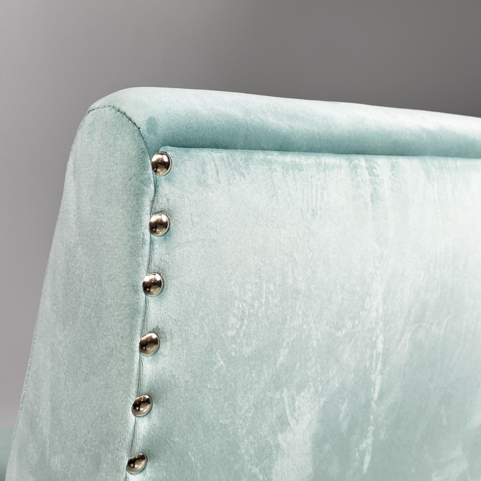Italian mid-century modern armchairs in light blue and wood, 1950s in vendita 7